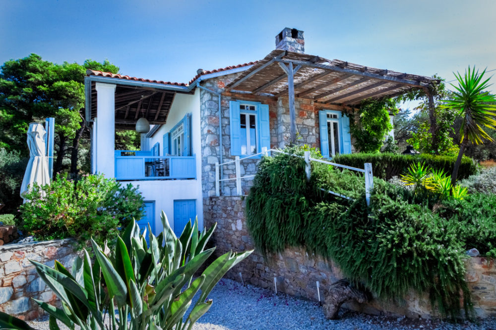 skopelos architecture villa stone